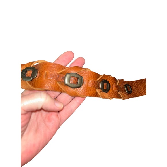 Brown‎ Braided Leather Belt Distressed Buckle Casual Mens Womens Unisex